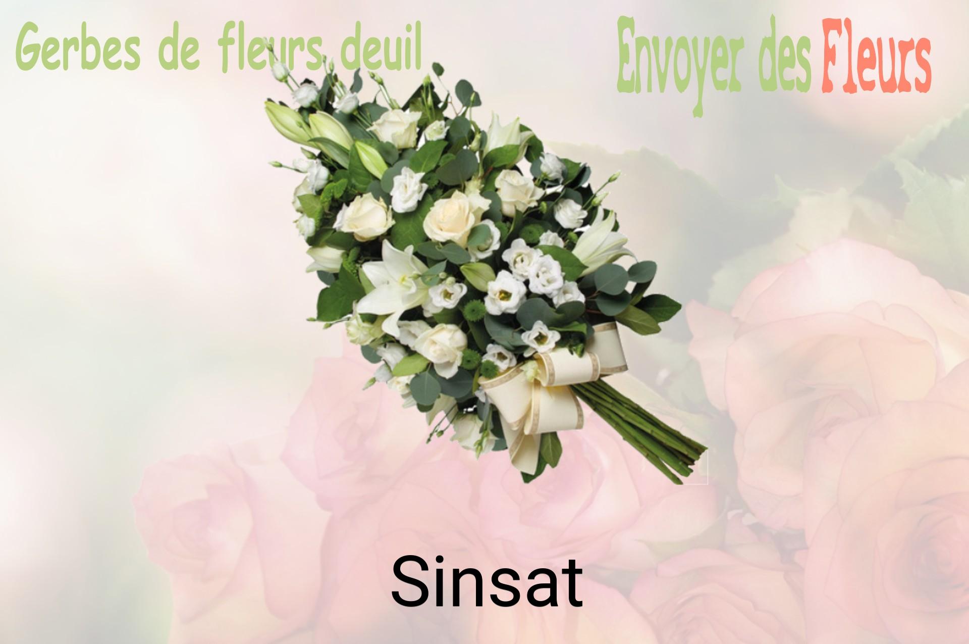 Gerbe de fleurs de deuil livrée à Sinsat